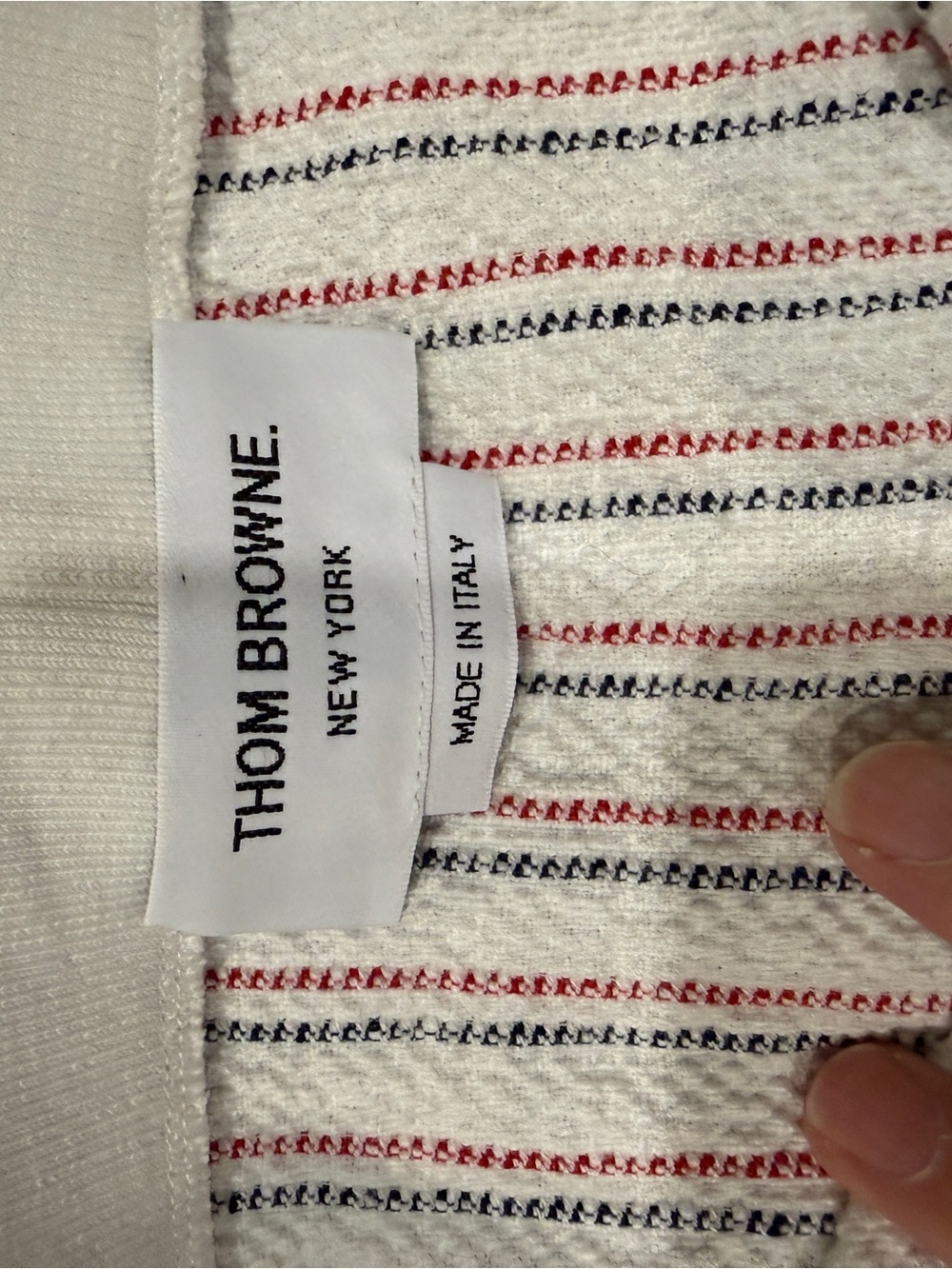 Thom Browne Cream Knit Skirt with Red & Navy Stripes - Picture 3 of 5